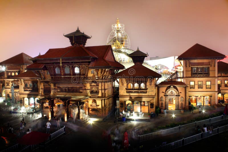 Night view of Nepal Pavilion in Shanghai World Expo. Night view of Nepal Pavilion in Shanghai World Expo