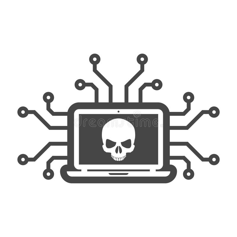 Het pictogram van de Cyberaanval, Hakkerpictogram, Cyber-Misdaad of bedreigingen