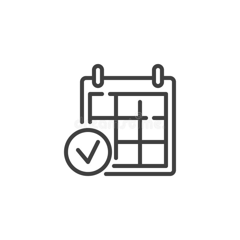 Het pictogram van de de paginalijn van de kalendercontrole vector illustratie Het pictogram van de de paginalijn van de kalendercontrole vector illustratie