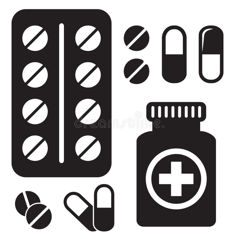 Het Pictogram van de pillenfles Capsules en pillenpictogram Gezondheidszorg vectorillustratie stock illustratie Het Pictogram van de pillenfles Capsules en pillenpictogram Gezondheidszorg vectorillustratie stock illustratie