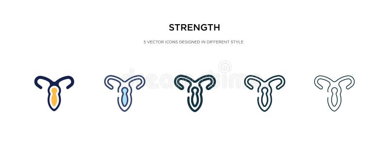 Het pictogram van de sterkte in de verschillende illustratie van de stijlvector twee gekleurde en zwarte vectorpictogrammen, ontw vector illustratie Het pictogram van de sterkte in de verschillende illustratie van de stijlvector twee gekleurde en zwarte vectorpictogrammen, ontw vector illustratie