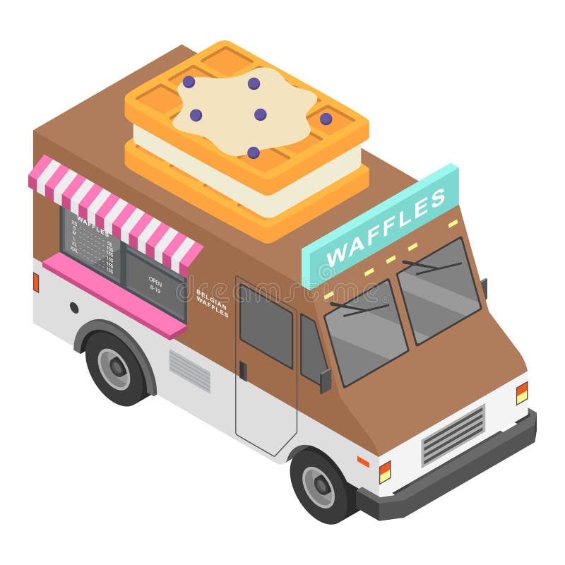 Het pictogram van de wafelsvrachtwagen, isometrische stijl stock illustratie Het pictogram van de wafelsvrachtwagen, isometrische stijl stock illustratie