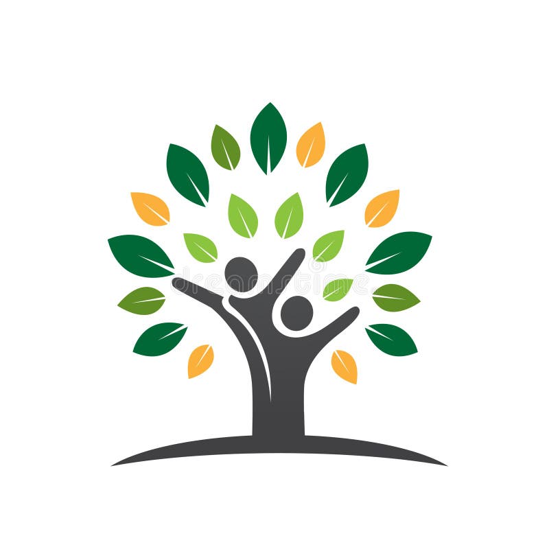 Het Pictogram van het de Boomblad van het Wellnesspaar stock illustratie Het Pictogram van het de Boomblad van het Wellnesspaar stock illustratie