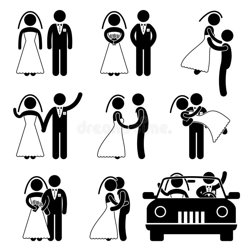 Het Pictogram van het Huwelijk van de Bruidegom van de Bruid van het huwelijk vector illustratie Het Pictogram van het Huwelijk van de Bruidegom van de Bruid van het huwelijk vector illustratie