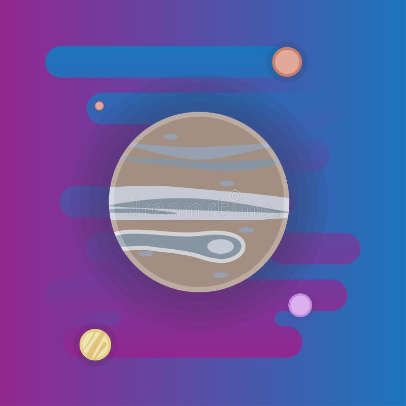 Het pictogram van Jupiter - vlakke illustratie, ruimteelementen vector illustratie Het pictogram van Jupiter - vlakke illustratie, ruimteelementen vector illustratie