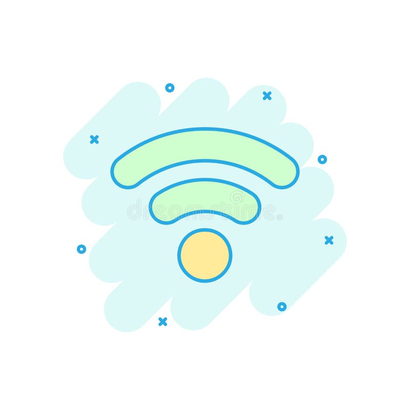 Het pictogram van Wifiinternet in grappige stijl Van het de technologie vectorbeeldverhaal van WiFi draadloos de illustratiepicto royalty-vrije illustratie Het pictogram van Wifiinternet in grappige stijl Van het de technologie vectorbeeldverhaal van WiFi draadloos de illustratiepicto royalty-vrije illustratie