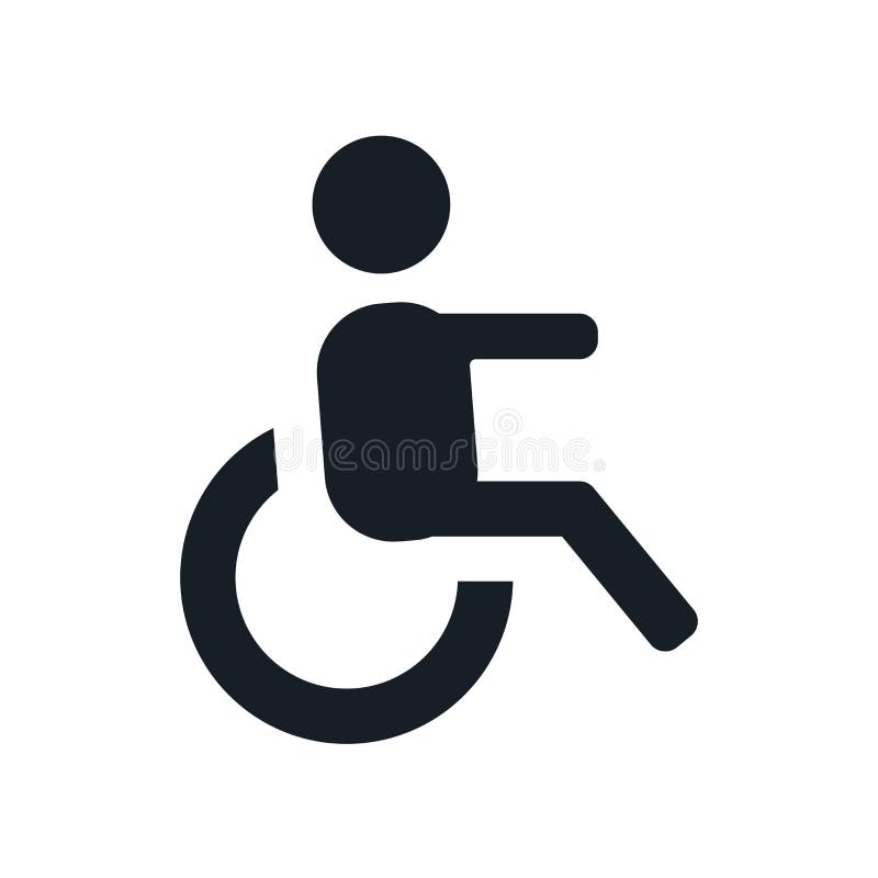 Het pictogram vectordieteken en symbool van het rolstoel zijaanzicht op witte achtergrond, het embleemconcept wordt geïsoleerd va vector illustratie Het pictogram vectordieteken en symbool van het rolstoel zijaanzicht op witte achtergrond, het embleemconcept wordt geïsoleerd va vector illustratie