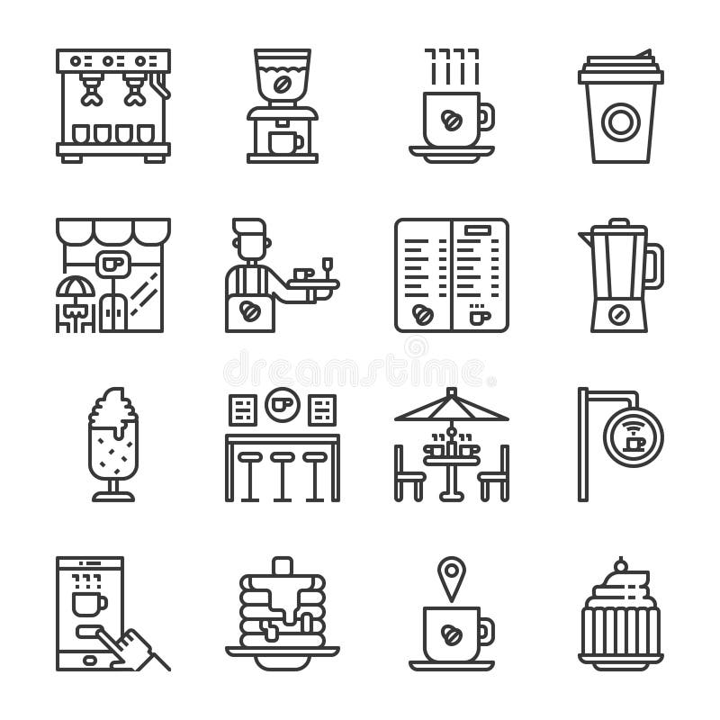 Het pictogramreeks van de koffiewinkel Vector illustratie royalty-vrije illustratie Het pictogramreeks van de koffiewinkel Vector illustratie royalty-vrije illustratie