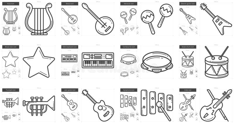 Het pictogramreeks van de muzieklijn vector illustratie Het pictogramreeks van de muzieklijn vector illustratie