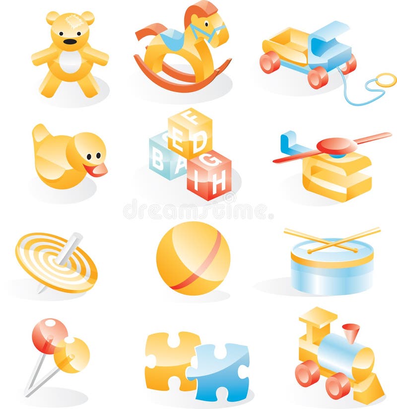 Set of icons in toy style. Set of icons in toy style