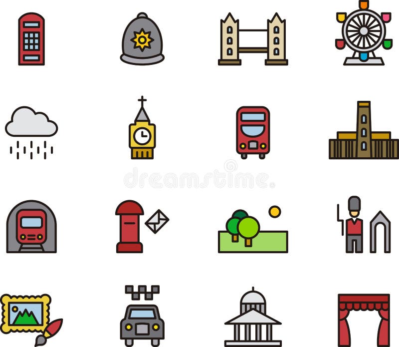 Het pictogramreeks van Londen royalty-vrije illustratie Het pictogramreeks van Londen royalty-vrije illustratie