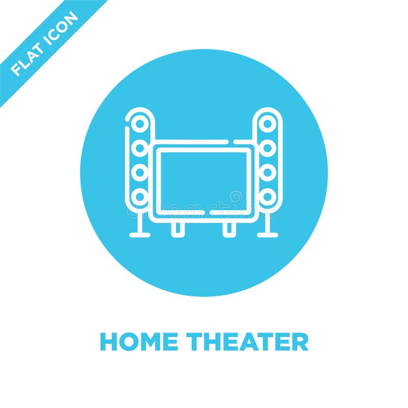 het pictogramvector van het huistheater van slimme huisinzameling Dunne van het het theateroverzicht van het lijnhuis het pictogr stock illustratie het pictogramvector van het huistheater van slimme huisinzameling Dunne van het het theateroverzicht van het lijnhuis het pictogr stock illustratie