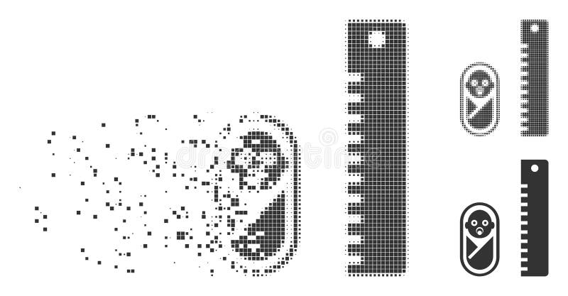 Het Pixel Halftone Pictogram van Destructed van de babyhoogte vector illustratie