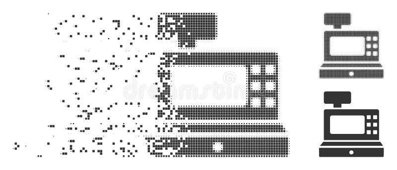 Het Pixel Halftone Pictogram van Destructed van de contant geldmachine vector illustratie