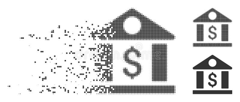 Het Pixel Halftone Pictogram van Destructed van de dollarbank stock illustratie