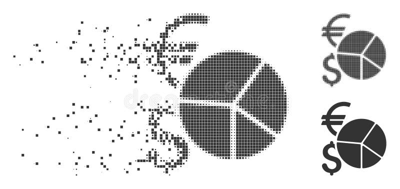 Het Pixel Halftone Pictogram van Destructed van het muntCirkeldiagram stock illustratie
