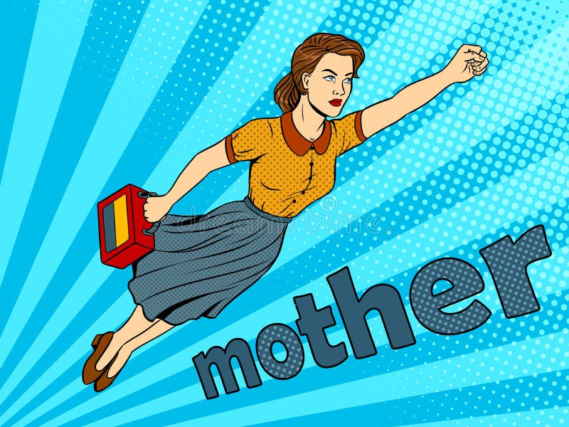 Het pop-art vectorillustratie van de moeder super held vector illustratie Het pop-art vectorillustratie van de moeder super held vector illustratie