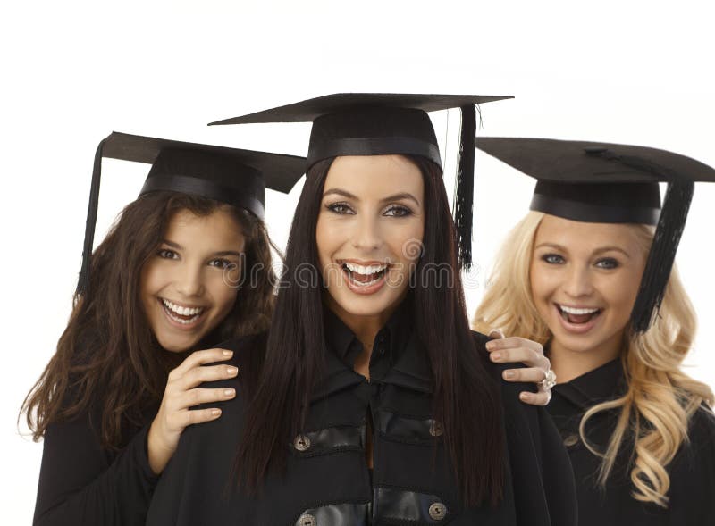 Het portret van de close-up van gelukkige vrouwelijke gediplomeerden stock foto's Het portret van de close-up van gelukkige vrouwelijke gediplomeerden stock foto's