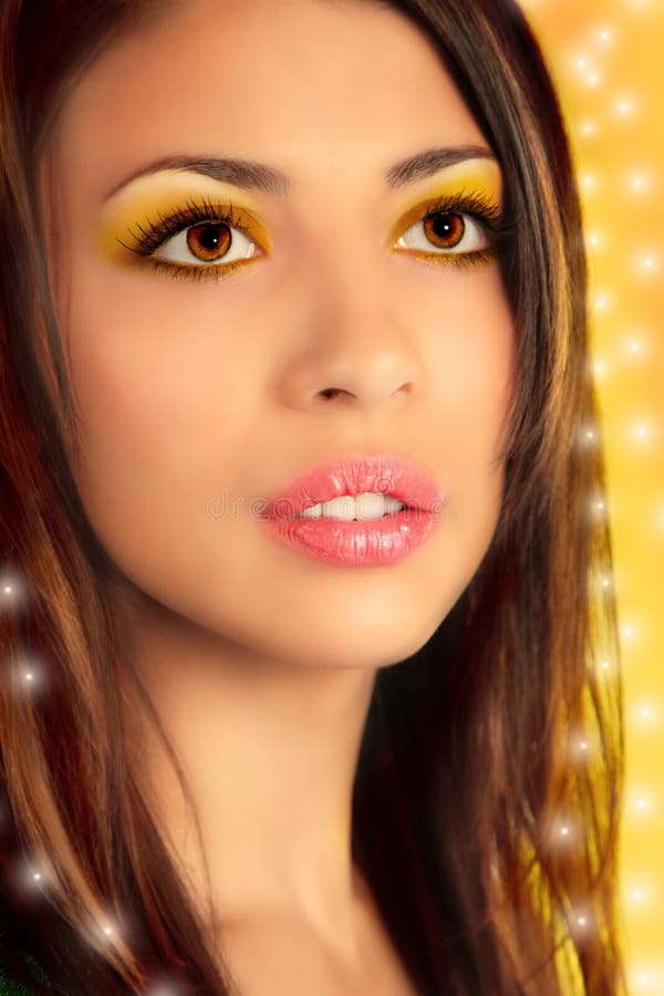 Het portret van de close-up van schoonheidsmeisje, collage stock foto's Het portret van de close-up van schoonheidsmeisje, collage stock foto's