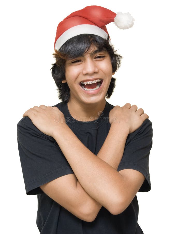 Het portret van de Kerstman van de tiener stock afbeeldingen Het portret van de Kerstman van de tiener stock afbeeldingen