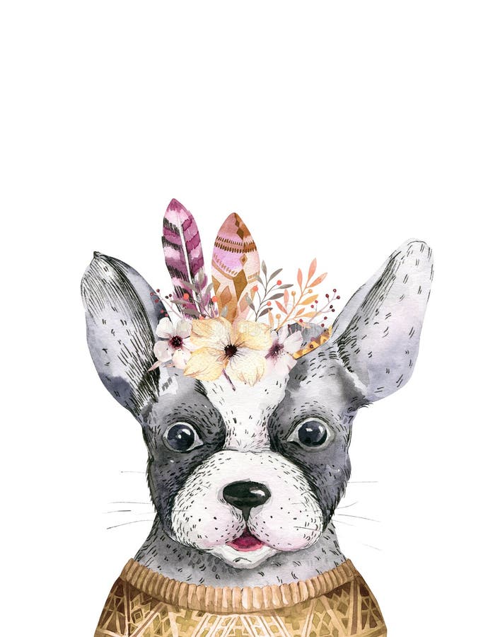 Het portret van de waterverfclose-up van leuke hond Geïsoleerdj op witte achtergrond Hand getrokken zoet huishuisdier Het dier va royalty-vrije illustratie Het portret van de waterverfclose-up van leuke hond Geïsoleerdj op witte achtergrond Hand getrokken zoet huishuisdier Het dier va royalty-vrije illustratie