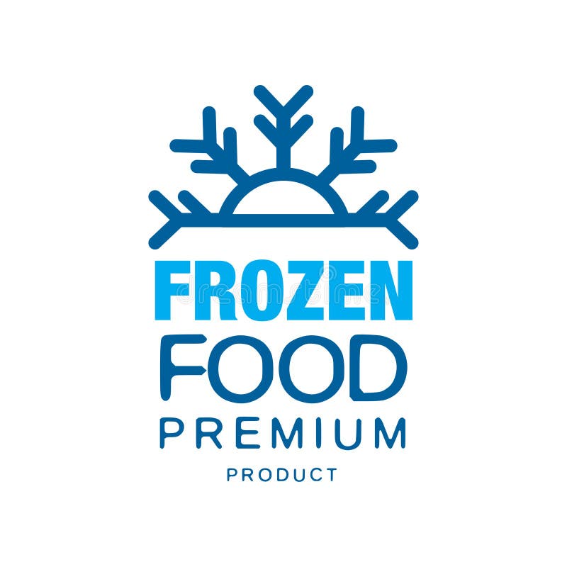 Het product van de bevroren voedselpremie, etiket voor het bevriezen met sneeuwvlok vectorillustratie