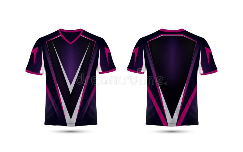 Het purpere, roze en zwarte lay-out van het e-sport malplaatje t-shirtontwerp vector illustratie Het purpere, roze en zwarte lay-out van het e-sport malplaatje t-shirtontwerp vector illustratie
