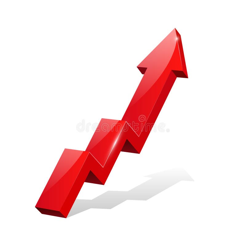 Het rode 3d glanzende pijl infographic uitgaan, stock illustratie Het rode 3d glanzende pijl infographic uitgaan, stock illustratie