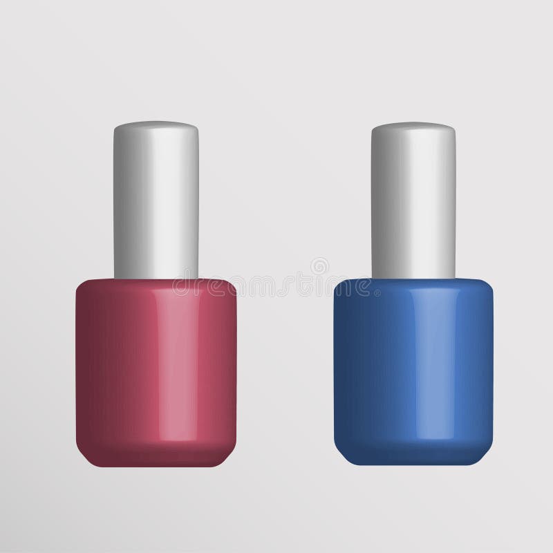 Het rode en blauwe model van de nagellakfles vector illustratie Het rode en blauwe model van de nagellakfles vector illustratie