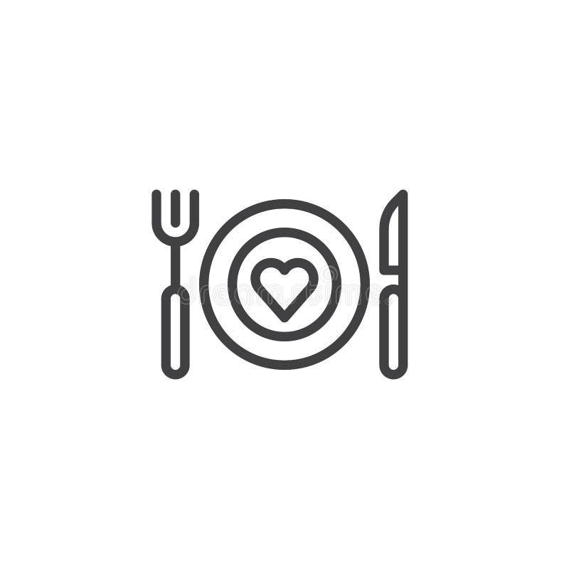 Het romantische pictogram van de dinerlijn