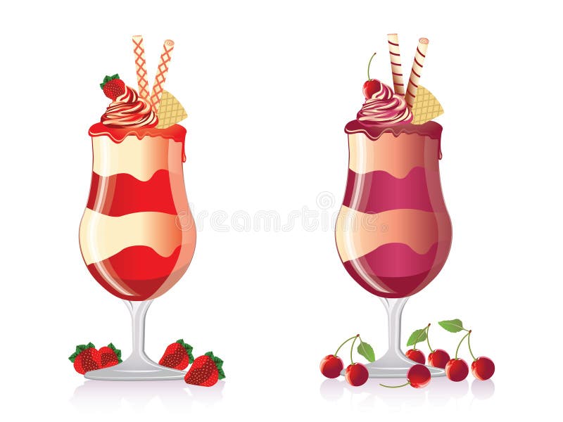 Het roomijs van de aardbei & van de kers royalty-vrije illustratie Het roomijs van de aardbei & van de kers royalty-vrije illustratie