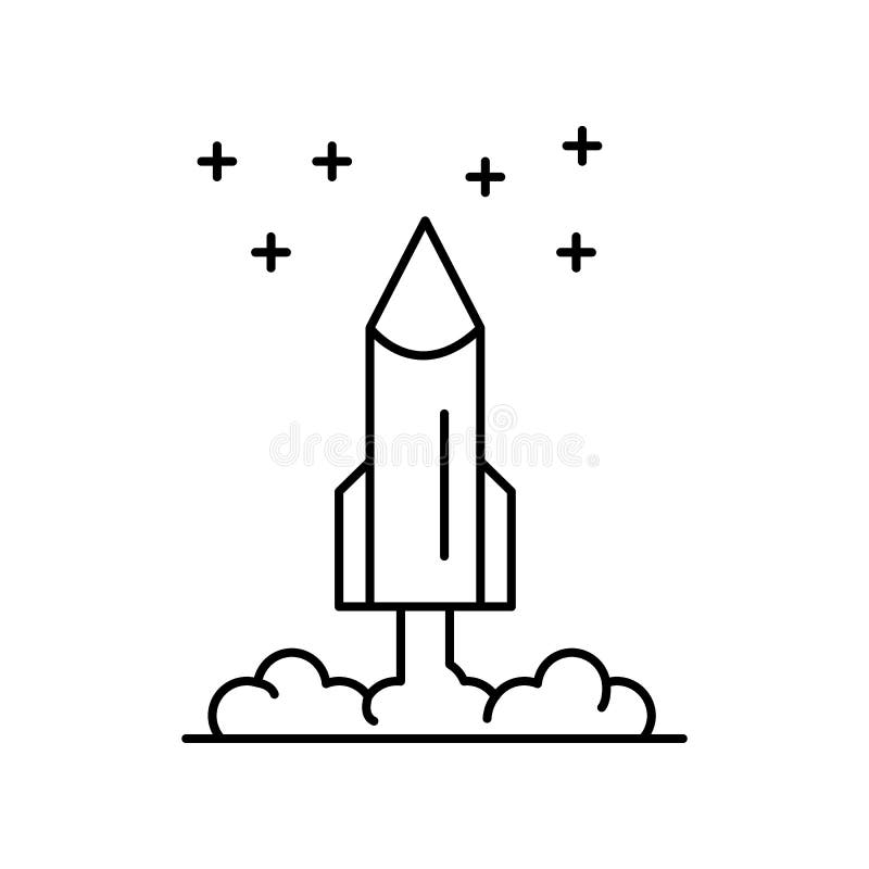 Het ruimtepictogram van de startraketlijn Element van landschappenpictogram vector illustratie Het ruimtepictogram van de startraketlijn Element van landschappenpictogram vector illustratie