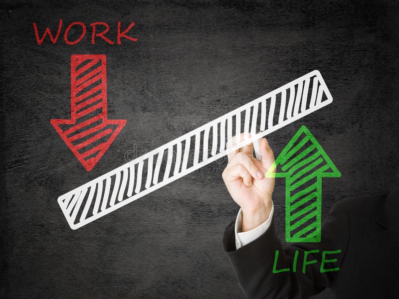 Businessman drawing life/ work balance scale. Businessman drawing life/ work balance scale