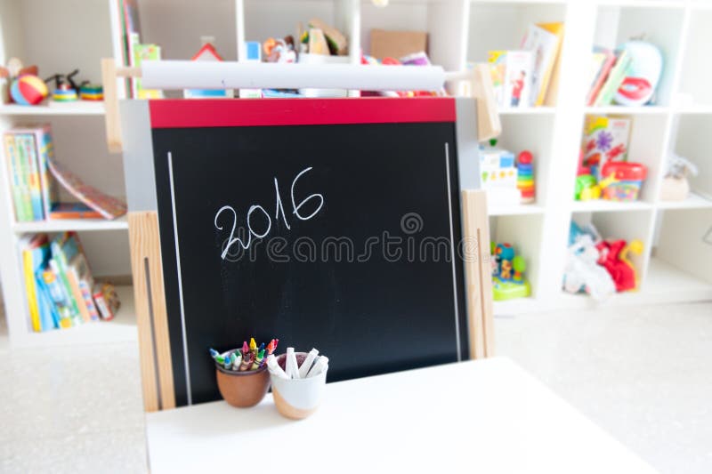 Het schoolbord van de jaar 2016 school in klaslokaal royalty-vrije stock foto Het schoolbord van de jaar 2016 school in klaslokaal royalty-vrije stock foto