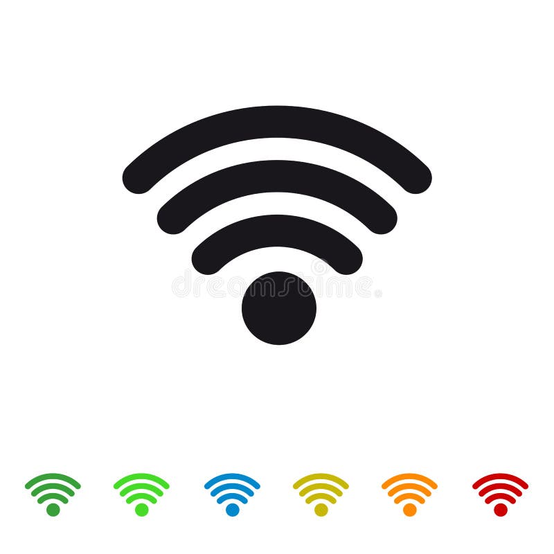 Het Signaal Vlak Pictogram van Wifi Draadloos Wlan Internet voor Apps en Website vector illustratie Het Signaal Vlak Pictogram van Wifi Draadloos Wlan Internet voor Apps en Website vector illustratie