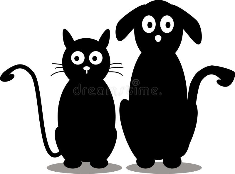 Het silhouet van de kat en van de hond royalty-vrije illustratie Het silhouet van de kat en van de hond royalty-vrije illustratie