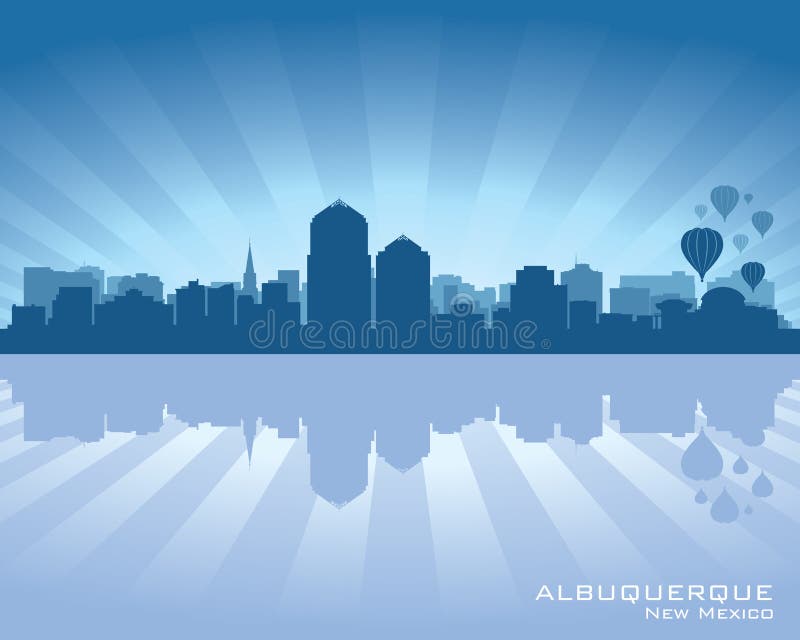 Het silhouet van de de stadshorizon van Albuquerque, New Mexico vector illustratie Het silhouet van de de stadshorizon van Albuquerque, New Mexico vector illustratie