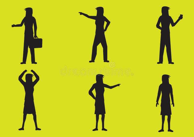 Het Silhouet Vectorillustratie van de beeldverhaalvrouw royalty-vrije illustratie Het Silhouet Vectorillustratie van de beeldverhaalvrouw royalty-vrije illustratie