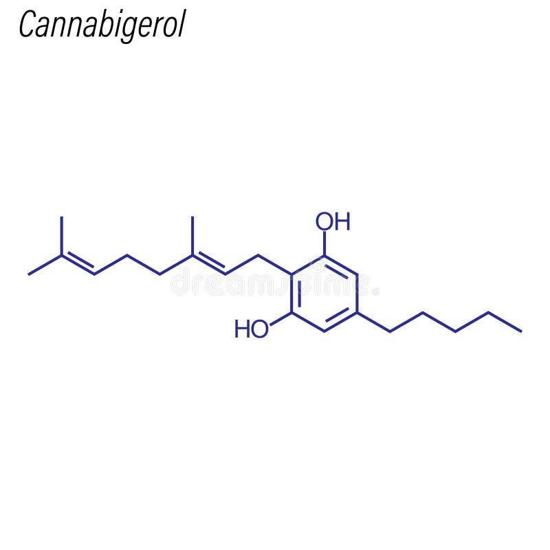 Vectoriële skeletformule van Cannabigerol. Chemische geneesmiddelmolecuul vector illustratie