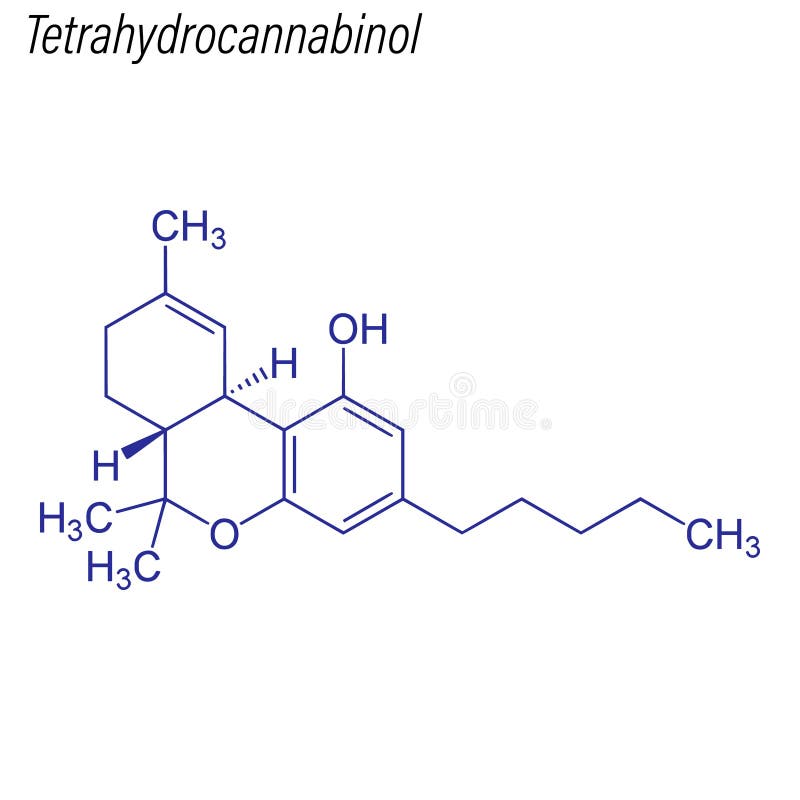Het skelet formule van tetrahydrocannabinol vectorvirus. Chemisch geneesmiddelgerelateerd m stock illustratie