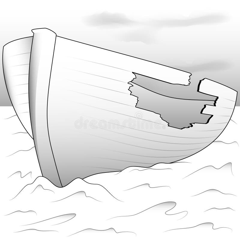 Het slopen van Boot op Strand vector illustratie Het slopen van Boot op Strand vector illustratie