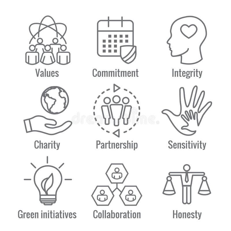 Het sociale die Pictogram van het Verantwoordelijkheidsoverzicht met Eerlijkheid, integriteit wordt geplaatst, vector illustratie Het sociale die Pictogram van het Verantwoordelijkheidsoverzicht met Eerlijkheid, integriteit wordt geplaatst, vector illustratie