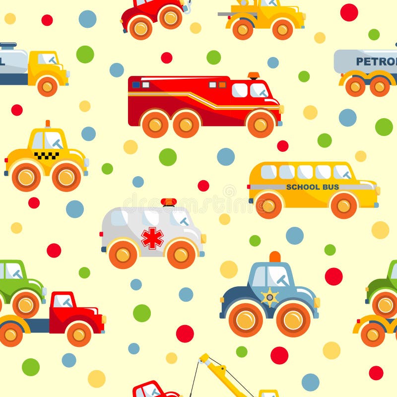 Het speelgoed vervoert naadloos patroon stock illustratie Het speelgoed vervoert naadloos patroon stock illustratie