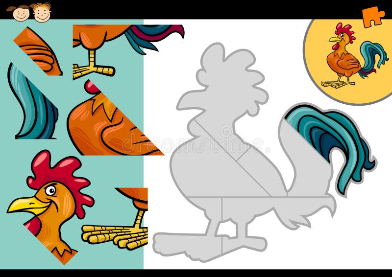 Het spel van het de haanraadsel van het beeldverhaallandbouwbedrijf stock illustratie Het spel van het de haanraadsel van het beeldverhaallandbouwbedrijf stock illustratie