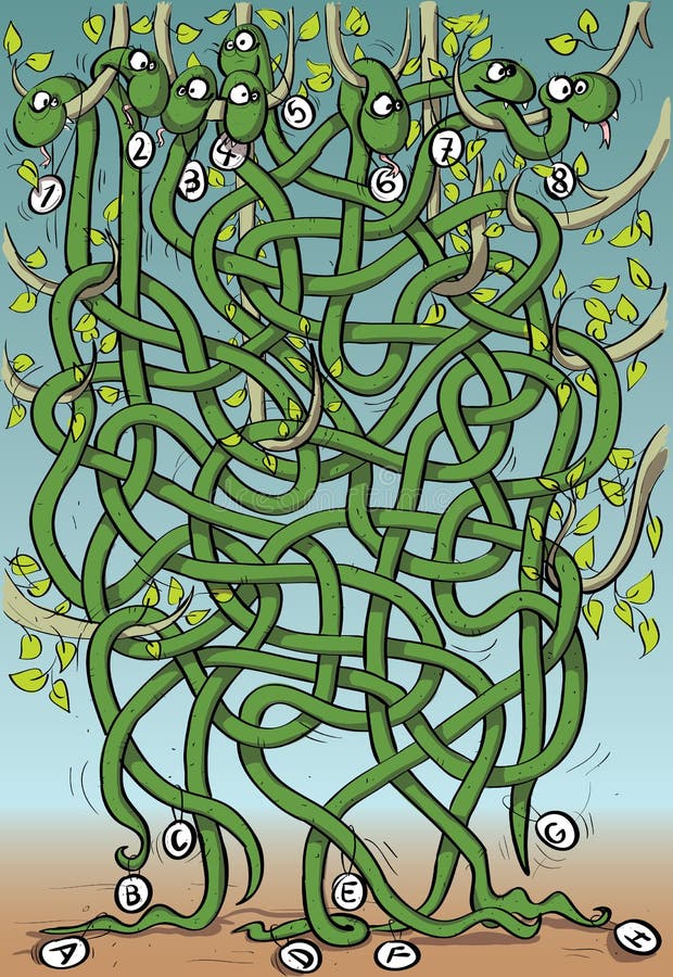 Het Spel van het Labyrint van acht Slangen stock illustratie Het Spel van het Labyrint van acht Slangen stock illustratie