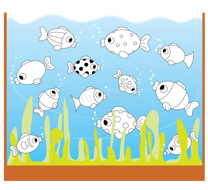 Het spel van kinderen: slechts twee gelijke vissen vector illustratie Het spel van kinderen: slechts twee gelijke vissen vector illustratie