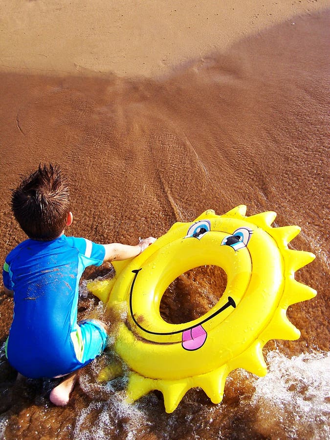 My son is ready to swim. My son is ready to swim.