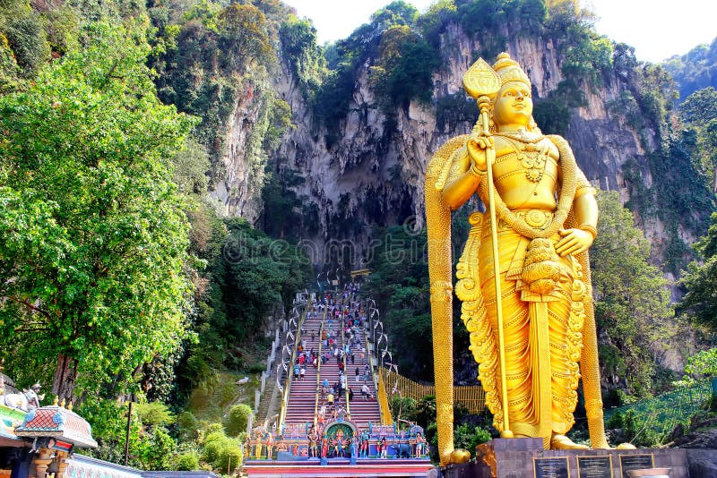 The Batu Caves statue and entrance near Kuala Lumpur, Malaysia. The Batu Caves statue and entrance near Kuala Lumpur, Malaysia