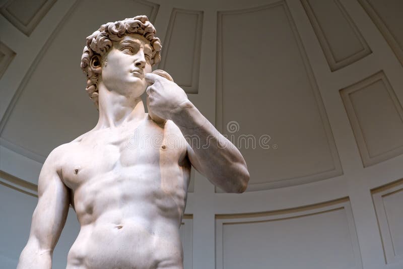Het standbeeld van David dat door Michelangelo wordt gebeeldhouwd