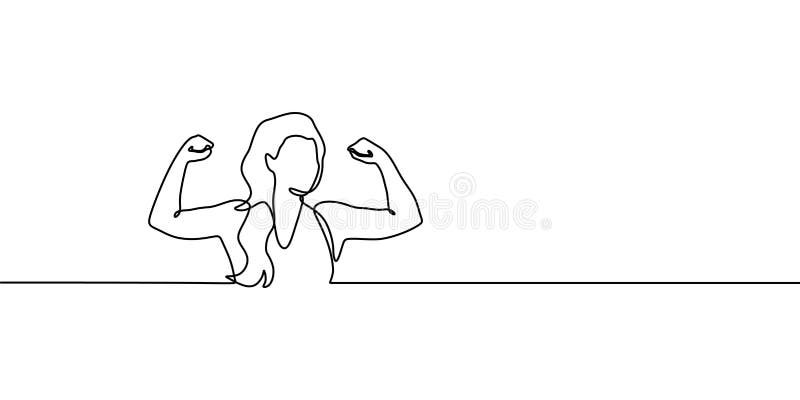 Het sterke van de de tekenings vectorillustratie van de vrouwen ononderbroken lijn minimale ontwerp vector illustratie Het sterke van de de tekenings vectorillustratie van de vrouwen ononderbroken lijn minimale ontwerp vector illustratie